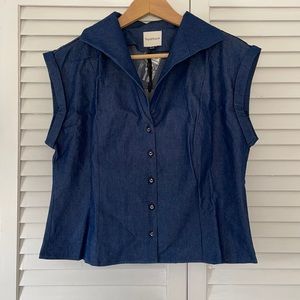 Retro style Denim Blouse with Anchor buttons